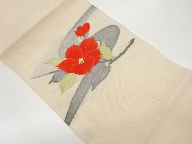 JAPANESE NAGOYA OBI FOR SUMMER / TSUZURE / WOVEN CAMELLIA